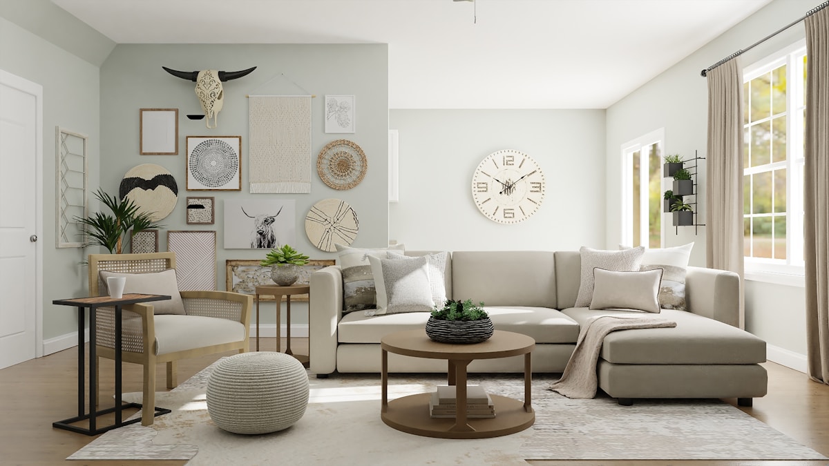 Dining room with contemporary wallpaper